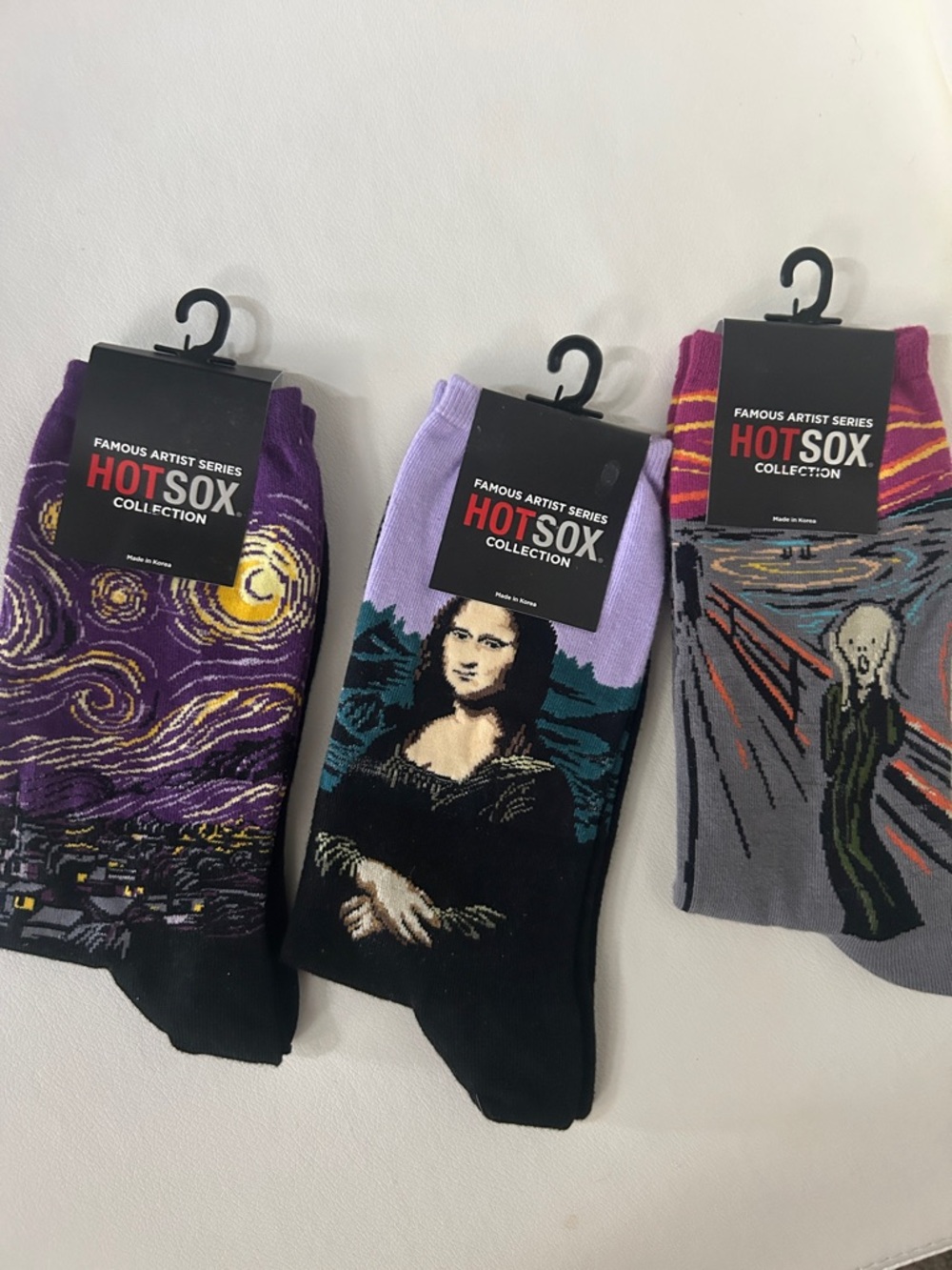 Hot Sox 3 pack Artist Painter Classic Art Crew Socks fits Women Shoe Size 4-10.5